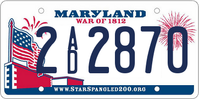 MD license plate 2AD2870