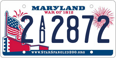 MD license plate 2AD2872