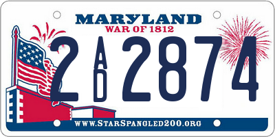 MD license plate 2AD2874