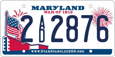 MD license plate 2AD2876