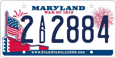MD license plate 2AD2884
