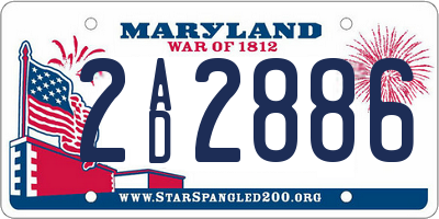 MD license plate 2AD2886