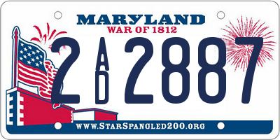 MD license plate 2AD2887
