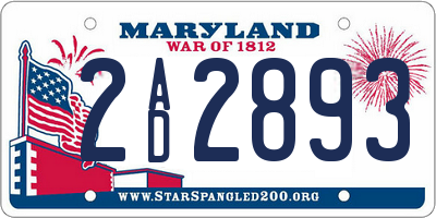 MD license plate 2AD2893