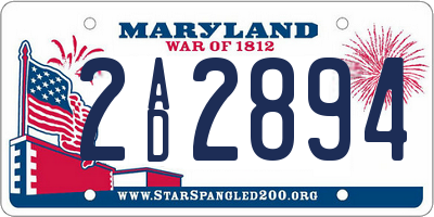 MD license plate 2AD2894