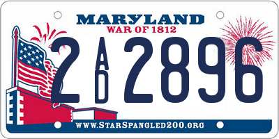 MD license plate 2AD2896