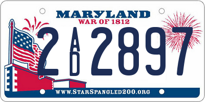 MD license plate 2AD2897