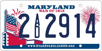 MD license plate 2AD2914