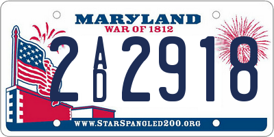 MD license plate 2AD2918