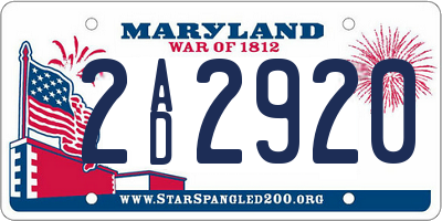 MD license plate 2AD2920