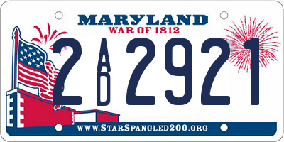 MD license plate 2AD2921