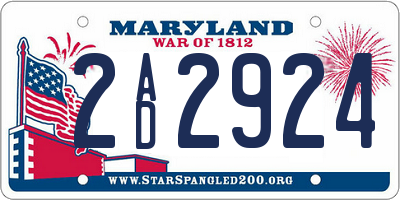 MD license plate 2AD2924