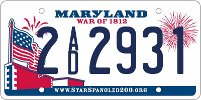 MD license plate 2AD2931