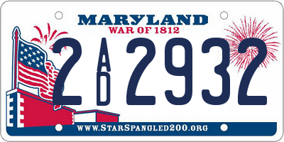 MD license plate 2AD2932