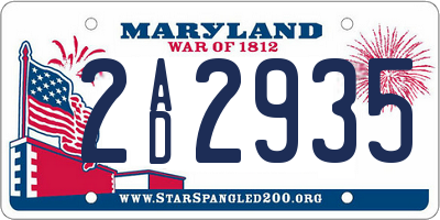 MD license plate 2AD2935