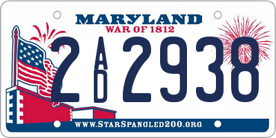 MD license plate 2AD2938
