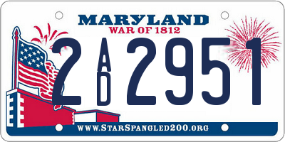 MD license plate 2AD2951