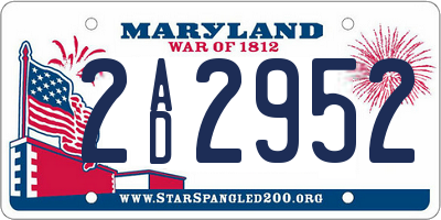 MD license plate 2AD2952