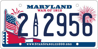 MD license plate 2AD2956