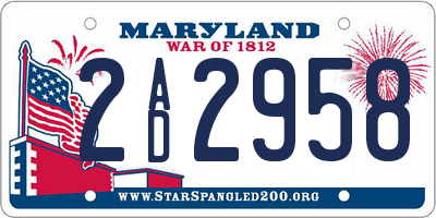 MD license plate 2AD2958