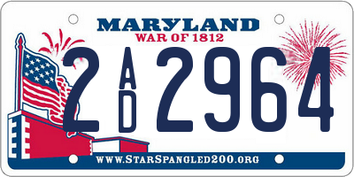 MD license plate 2AD2964