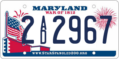 MD license plate 2AD2967