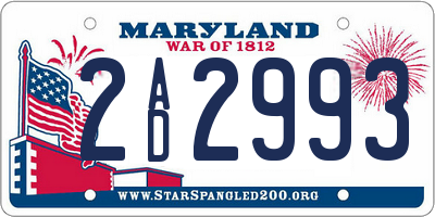 MD license plate 2AD2993