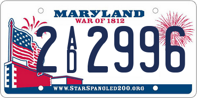 MD license plate 2AD2996