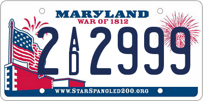 MD license plate 2AD2999