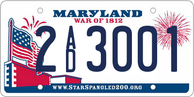MD license plate 2AD3001