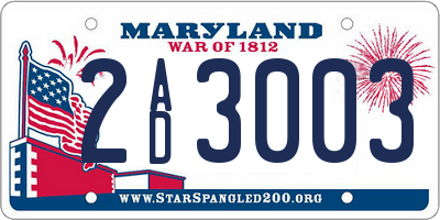MD license plate 2AD3003