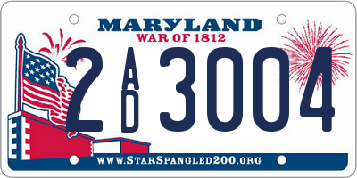 MD license plate 2AD3004