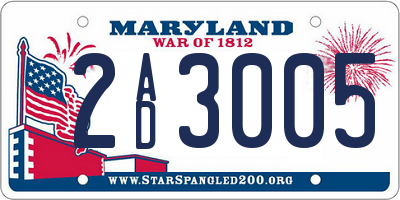MD license plate 2AD3005