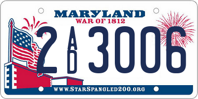 MD license plate 2AD3006