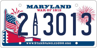 MD license plate 2AD3013