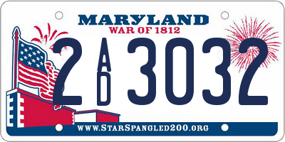 MD license plate 2AD3032
