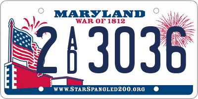 MD license plate 2AD3036