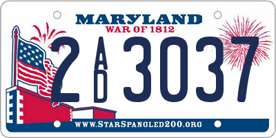 MD license plate 2AD3037