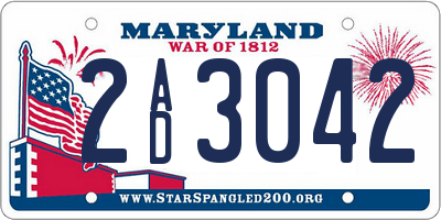 MD license plate 2AD3042