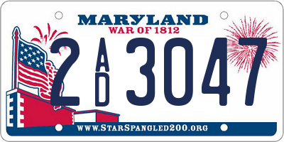MD license plate 2AD3047