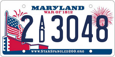 MD license plate 2AD3048