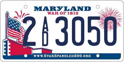 MD license plate 2AD3050