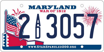 MD license plate 2AD3057