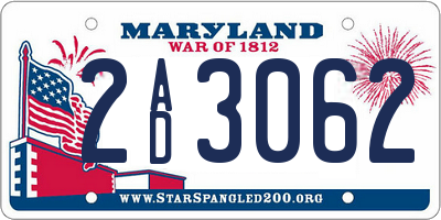 MD license plate 2AD3062