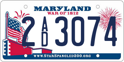 MD license plate 2AD3074