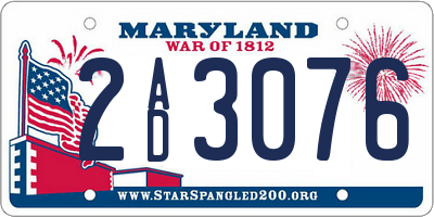 MD license plate 2AD3076