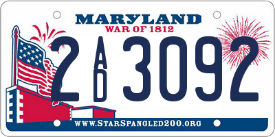 MD license plate 2AD3092