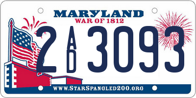 MD license plate 2AD3093