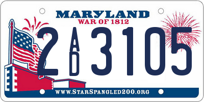 MD license plate 2AD3105