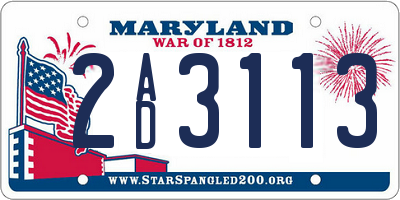 MD license plate 2AD3113
